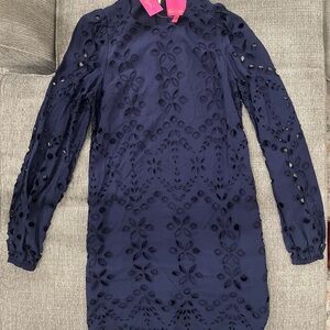 Lilly Pulitzer Navy Blue Eyelet Dress  NWT SIZE 00